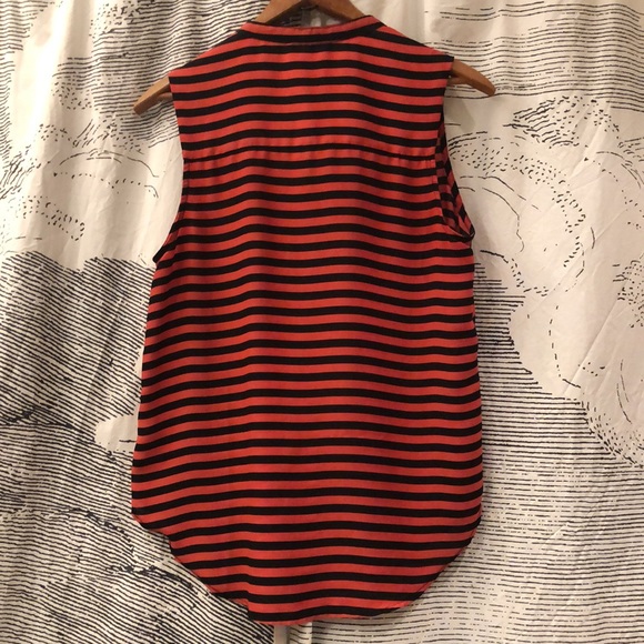Coral/Black Striped Sleeve-less Top by Elodie Size M - Picture 6 of 6